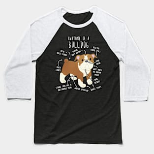 English Bulldog Red and White Dog Anatomy Baseball T-Shirt